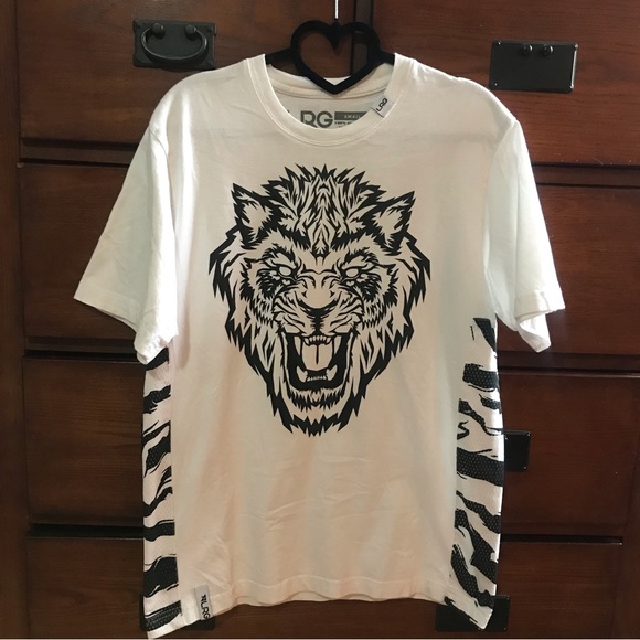 Lrg Other - Lrg Black and White Savage Lion Tee, Mens Size Small